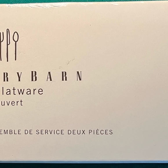 Pottery Barn Arc flatware set; 1 serving fork & 1 spoon; 18/8 stainless steel. - Picture 3 of 8